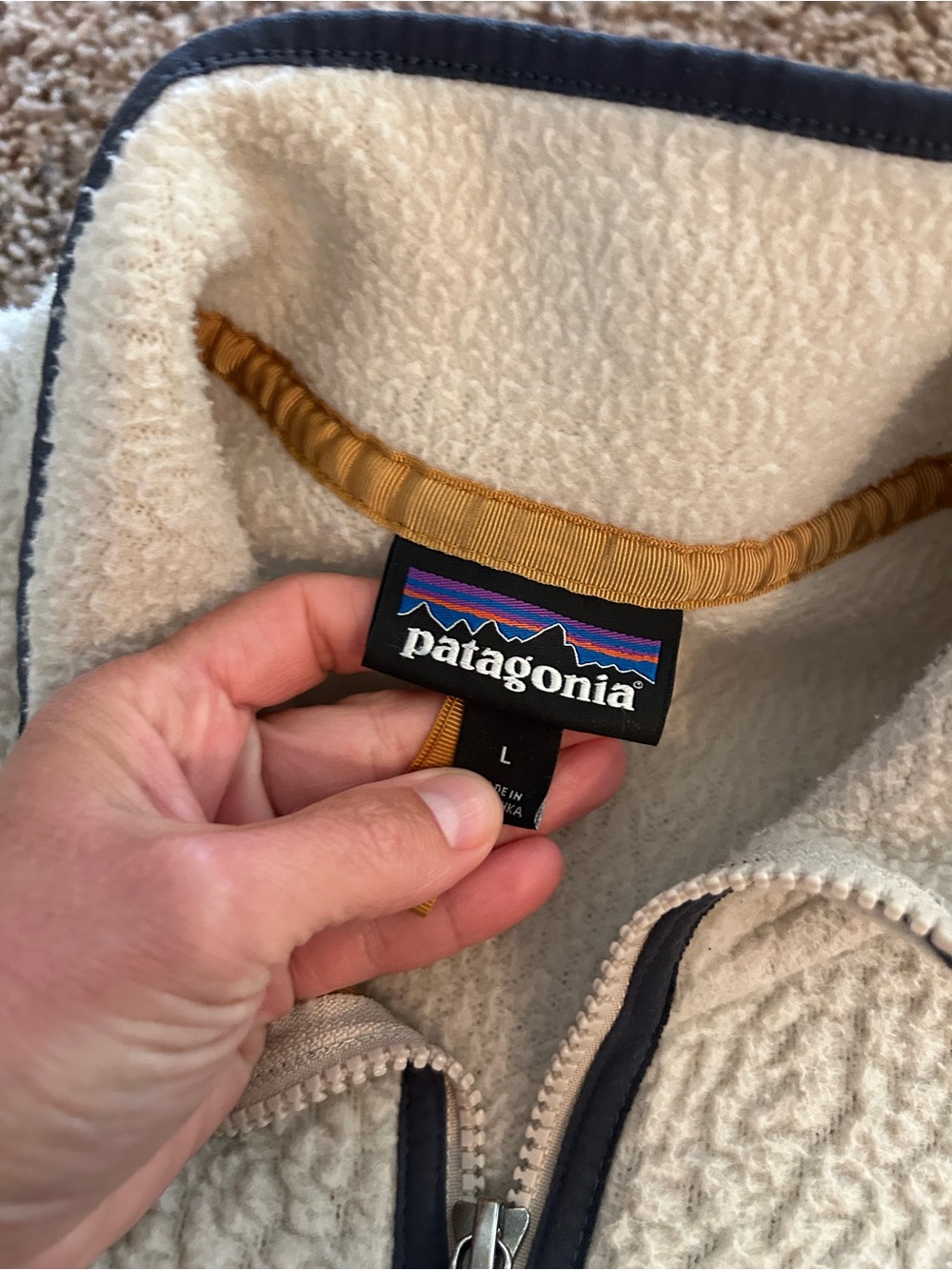 Patagonia Womens Retro Pile Fleece Full Zip Natural Beige Jacket large - Picture 5 of 5